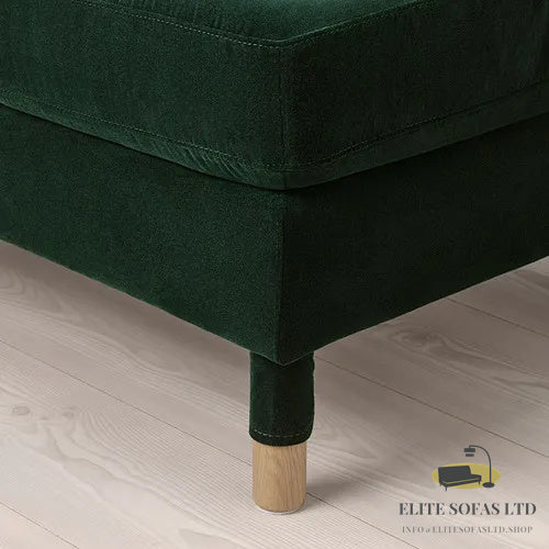ELITE SOFAS footstool, Djuparp dark green/wood