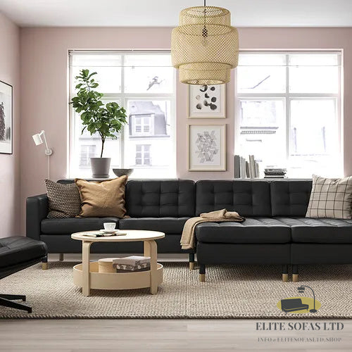 ELITE SOFAS 4-seat sofa with chaise longues, Grann/Bomstad black/wood