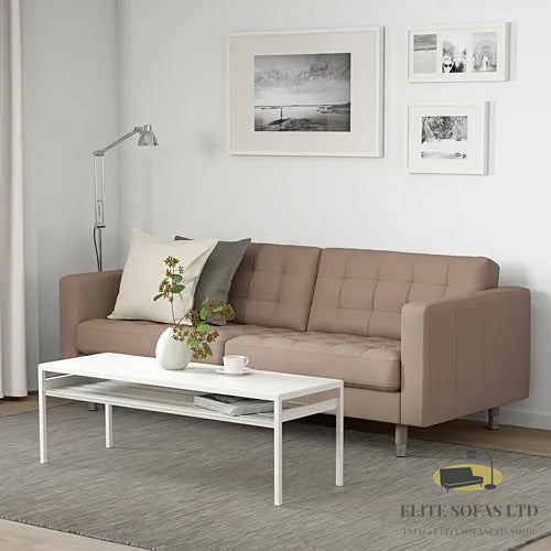 ELITE SOFAS 3-seat sofa, Grann/Bomstad dark beige/metal