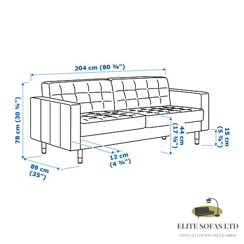 ELITE SOFAS 3-seat sofa, Grann/Bomstad dark beige/metal